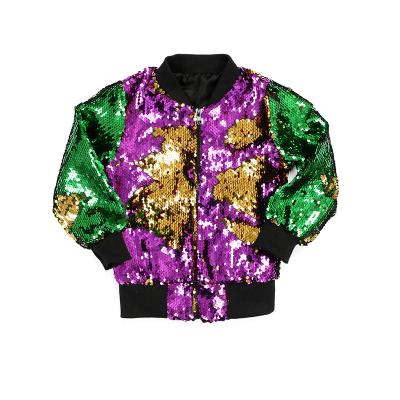 China Autumn Shiny Patch Color Reversible Kids' Jacket Reversible Custom Logos Children's Oversized Sequin Reversible Sequin Coat for sale