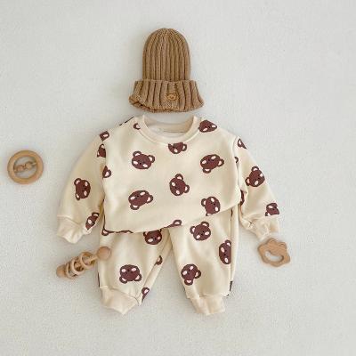 China Low MOQ Breathable RTS Hot Selling Long Sleeve Cotton Baby Boy T-Shirt Pants 2 Pieces Outfits Babies Clothing Sets for sale