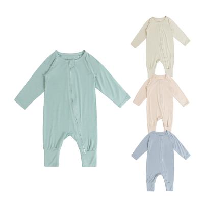 China Breathable Baby Clothes 2023 Toddler Bamboo Cloth Plain Jumpsuit Fashionable Spring Long Sleeve Unisex Baby Knit Romper Jumpsuit for sale