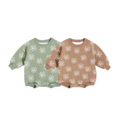 China 2023 Breathable Eco-friendly Substantial New Autumn Terry Fleece Newborn Bodysuit Long Sleeve Cartoon Spring Printed Knitted Organic Cotton Baby Rompers Wholesale for sale