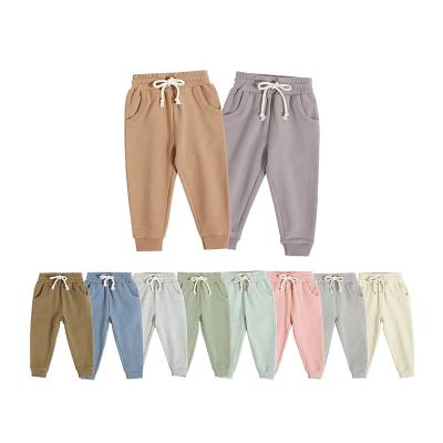 China ODM Wholesale Custom Breathable Spring Autumn Clothes For Kids Solid Color Ribbed Organic Cuffs 100% Cotton Kids Boys Pants for sale