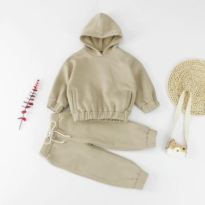 China French Terry Sweatsuit Material Baby Boys Hoodie Kids Tracksuit Set Cusrom Logo Winter Toddler Clothes Hooded Casual Sports Suit for sale