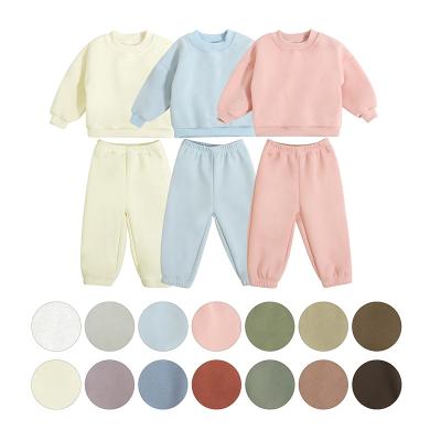 China Custom Plus Size Embroidery Boutique Clothing Kids Spring Autumn Set 2 Pcs Ribbed Arm Warmers Solid Color Chosen Kids Cotton Tracksuits for sale