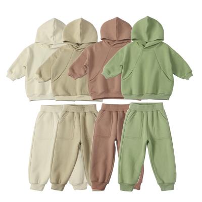 China Breathable Children Warm Clothing Wholesale Set New Style Leisure Baby Hoodie Baby Sportswear Girl Winter Thick Suit for sale