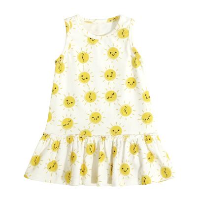 China Washable Fast Delivery Baby Clothes Adorable Summer Sunshine Print Organic Cotton Baby Princess Dress for sale