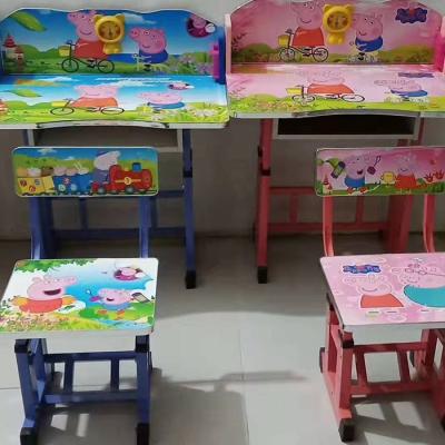 China Pink Childrens Desk Chair With Storage Combo Small Cartoon Pattern Printing for sale