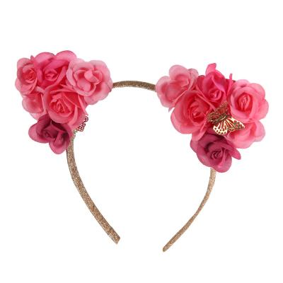 China 2021 New Design Sweet Children Butterfly Headband Girls Crown Sweet Children's Flower Headband Party Headband For Woman for sale