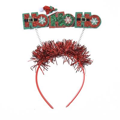 China Lovely Merry Christmas Sequin Letters with Christmas Hat Headband Christmas Party Hair Accessories for Kids for sale