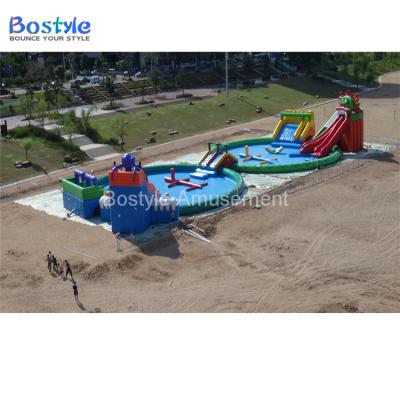 China Plato 0.9mm PVC Tarpaulin Inflatable Ground Water Park With Big Pool For Kids And Adults Inflatable Splash Park Fun for sale