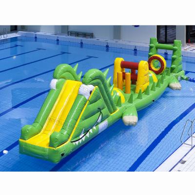 China Best PVC Tarpaulin Crocodile PVC Inflatable Floating Obstacle Course For Outdoor Activity for sale