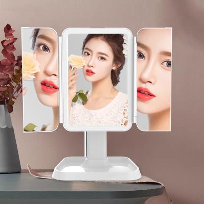 China 2021 Latest Styles Factory Lighted Professional Mirrors 3 Color Clear LED Makeup Mirror With Led Lights for sale