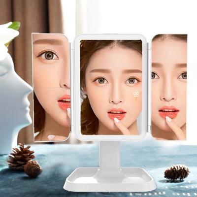 China Best-selling lighted led makeup mirror lighted up factory direct 1x2x3x10x led makeup desk mirror hollywood triple makeup mirror for sale