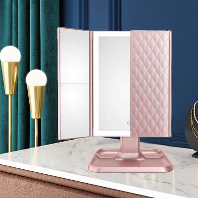 China Lighted makeup 72 led vanity mirror with light CE,FCC,ROHS,CA65 22 led lighted makeup mirror touch screen for sale