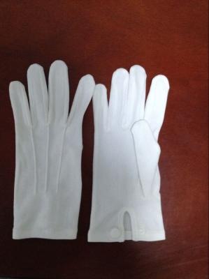 China white color nylon Masonic gloves with a press fastener at the wrist for sale