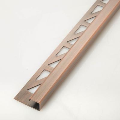 China Stainless Steel Square Edge Tile Trim 12mm For External Corners for sale