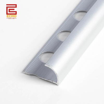 China Aluminum Anodized Silver Outside Corner Trim Bullnose Edge Tile Trim for sale