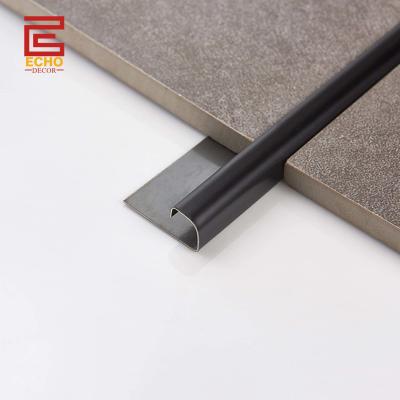 China 12mm Black External Corner Tile Trim Quarter Round Tile Metal Edge Trim en venta