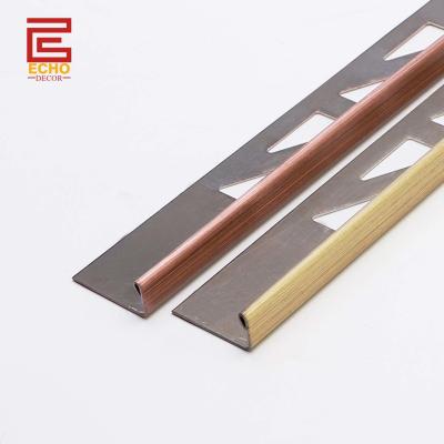 China Rose Gold 12.5mm Edge Tile Trim Straight Brushed Copper Tile Trim for sale