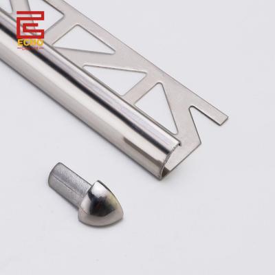 China Decorative Silver Bullnose Edge Stainless Steel Tile Trim Backsplash Border Trim for sale