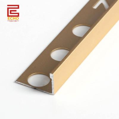 China Matte Gold 10mm Straight Aluminium Tile Trim Chrome Exterior Tile Edge Trim for sale