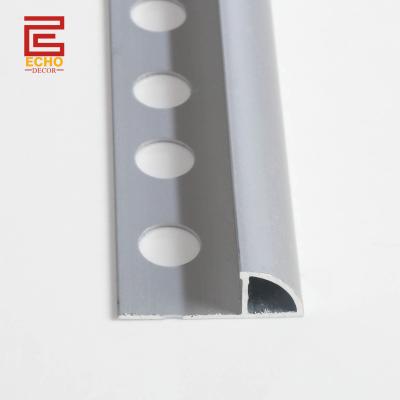 China Matte Silver Quarter Round Tile Trim Aluminum Tile Outside Corner Edge Trim 10mm for sale