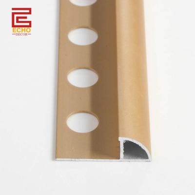 China Aluminum Bathroom Bullnose Tile Trim External Corner Golden Tile Beading 12mm for sale