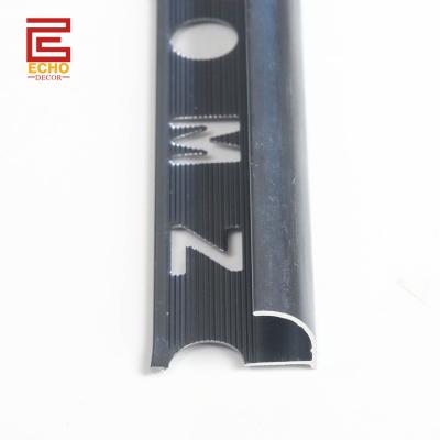 China Aluminum Dark Grey Tile Trim 10mm End Caps Tile Edging Strip For Wall Decor for sale