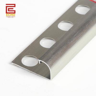 China 1 4 Round Champagne Bronze Tile Trim Aluminum Tile Edge Molding Profile 2.7m for sale