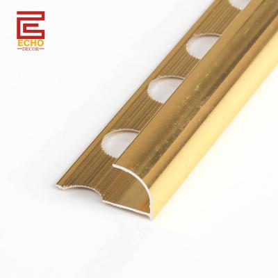 China Decorative Polished Gold Rounded Alu Tile Trim 12mm For Corner Finishing for sale