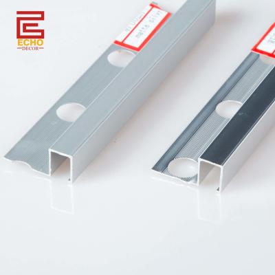 China 10mm Square Aluminum Tile Trim Profile Outside Corner Metal Tile Edging Strip for sale