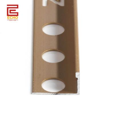 China 3/8 In Aluminum Tile Trim Strip Satin Brass L Shaped Channel Flat Edge Tile Trim for sale