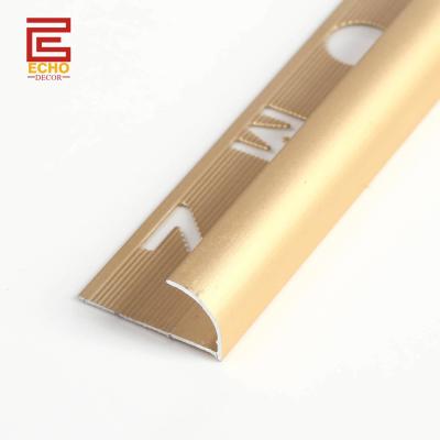 China Matt Golden Beading Aluminum Tile Trim Decorative Bullnose Tile Edging Trim for sale