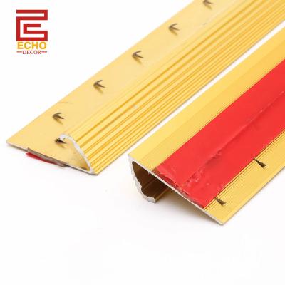 China Indoor Floor Transition Strips Aluminium Gold Tile To Carpet Trim Low Reducer Strips for sale