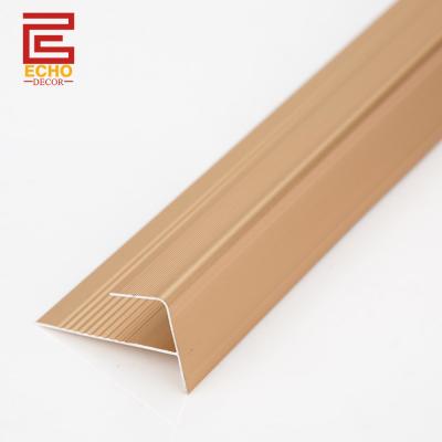 China Anodized Bronze Stair Step Edge Trim Aluminium Stair Nose Molding Metal for sale