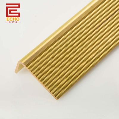 China Outdoor Stair Tread Trim Molding Solid Brass Tile Stairs Edge Trim for sale