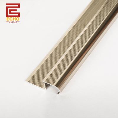 China Anti Slip Stair Nose Trim Anodised Aluminum Bullnose Stair Tread Cap for sale