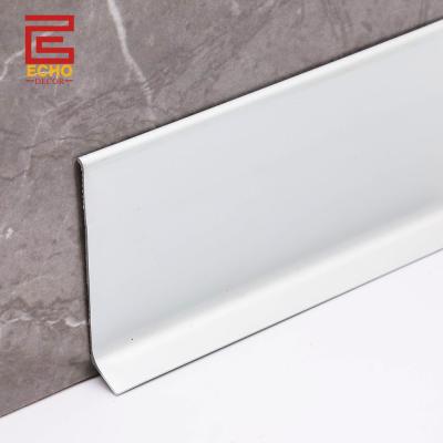 China Waterproof White Wall Skirting Board Profiles 100mm High Baseboard Trim Profiles for sale