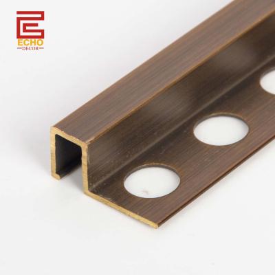 China Bathroom Brass Profile Durable Solid Brass Square Edge Tile Trim for sale