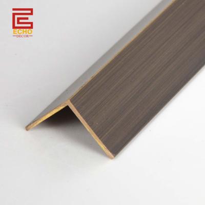 China Brushed Solid Brass L Profile Wall Edging Strip In Residential And Commercial Spaces for sale