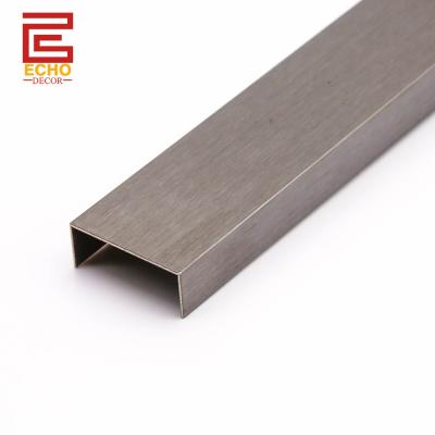 China 20mm Brushed Black Metal Edge Tile Trim For Bathroom Ceramic Tile for sale