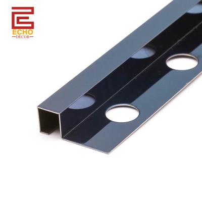 China Square Edge Stainless Steel Tile Trim Wall Tile End Trim Black for sale