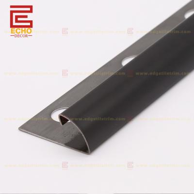 China Decorated Round Edge 304 Stainless Steel Tile Trim 12mm Black for sale