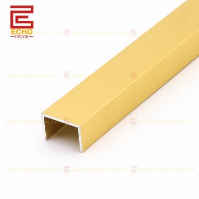 China Decorative Tile Edging Matte Gold U Shape Aluminum Tile Trim 2.5 for sale