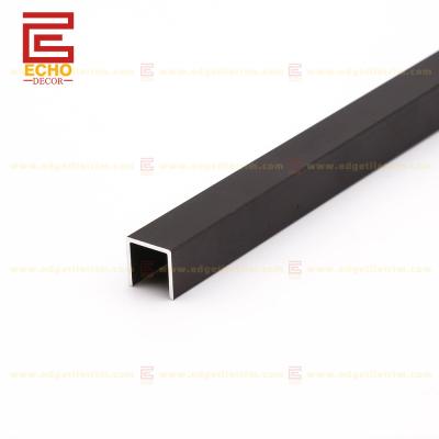 China Extrusions Aluminum Tile Trim U Channel Metal Profile 12mm Black for sale