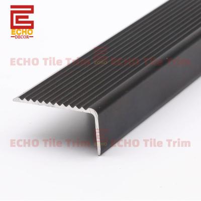 China Best Stair Nosing Trim Floor Porcelain Tile Step Edge Trim Black for sale