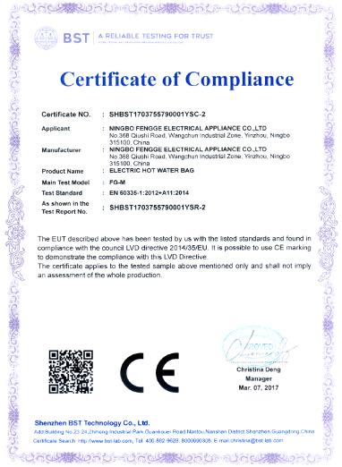 CE - Ningbo Fengge Electrical Appliance Co., Ltd.