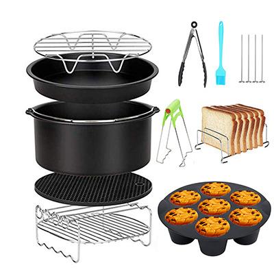 China Hotel Air Fryer Accessories 8in Electric Deep 11Pieces Set For Air Fryer Accessories Set Accesorios Para freidora for sale