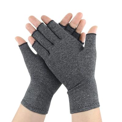 China Compression Gray Relieve Pain Carpal Tunnel Joints Half Finger Arthritis Custom Compression Hand Gloves Open Anti Therapy Gloves for sale