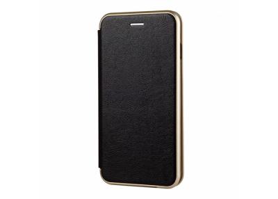 China Gold Frame Type Leather Cell Phone Case , Slim Leather Case Plating Color TPU Shell for sale