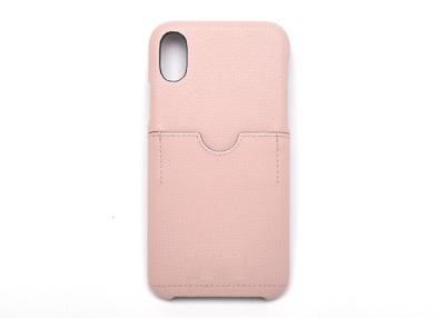 China Pink Color Wrapped Protective Phone Cases , Leather Cell Phone Case With Card Slots for sale